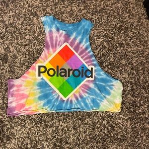Tie dye Polaroid cut tank top